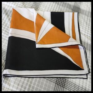 Vintage Scarf by Vera Neumann Orange Brown Square Absract Printed Scarf